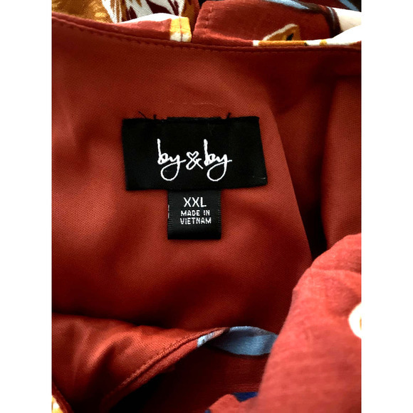 By & By High Low Dress/Size XXL Women-Floral Lined Rust Colored Dress-NWT - Picture 7 of 8